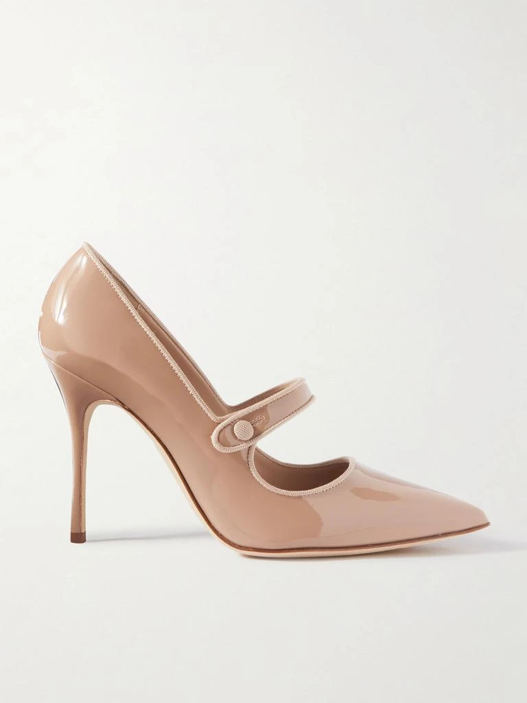 Manolo Blahnik Campari 105 罗缎边饰漆皮高跟鞋  - IT35 1