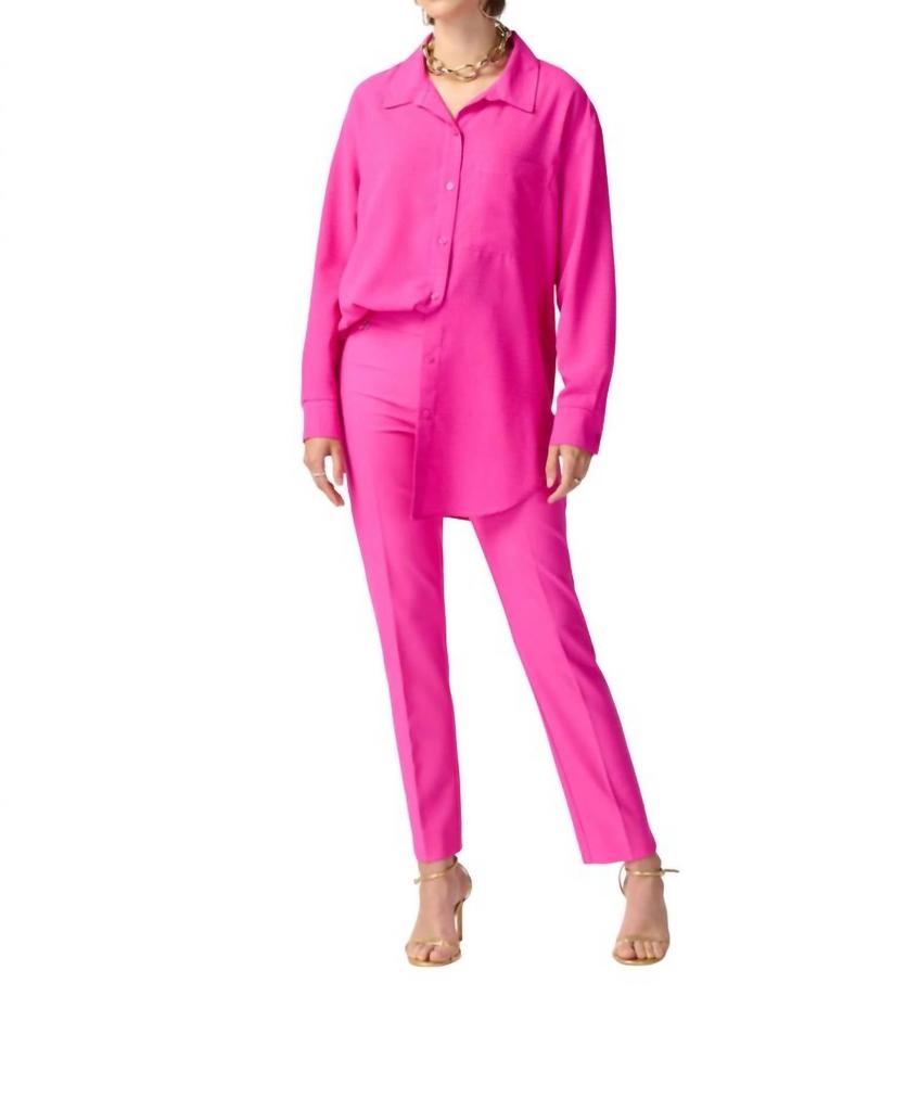 JOSEPH RIBKOFF Cropped Pleated Pant In Ultra Pink
