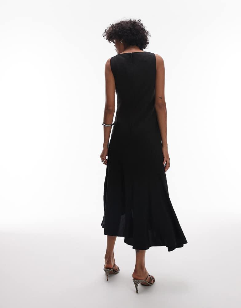 & Other Stories & Other Stories drapey midaxi dress with asymmetric flutter hem in black