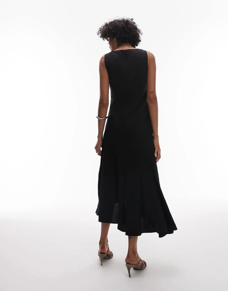 & Other Stories & Other Stories drapey midaxi dress with asymmetric flutter hem in black 2