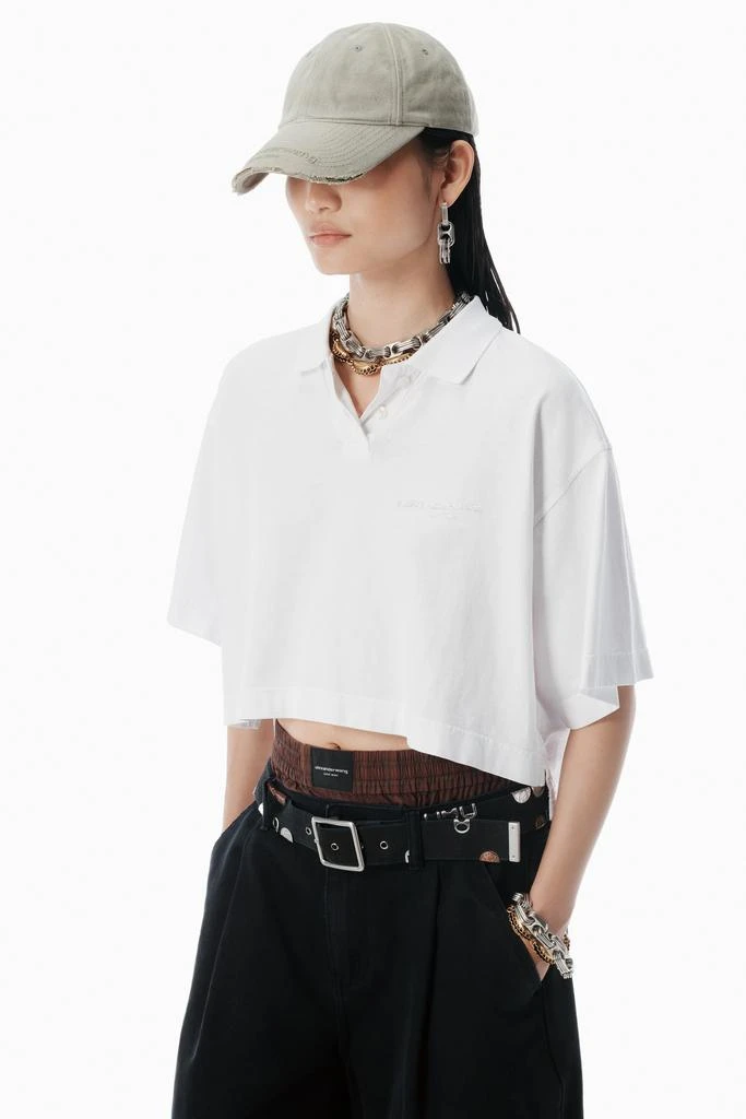 Alexander Wang White Logo Cropped Jersey Tee 3