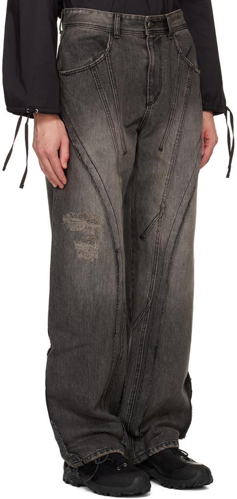 ANDERSSON BELL Black Panel Carpenter Wide-Leg Jeans