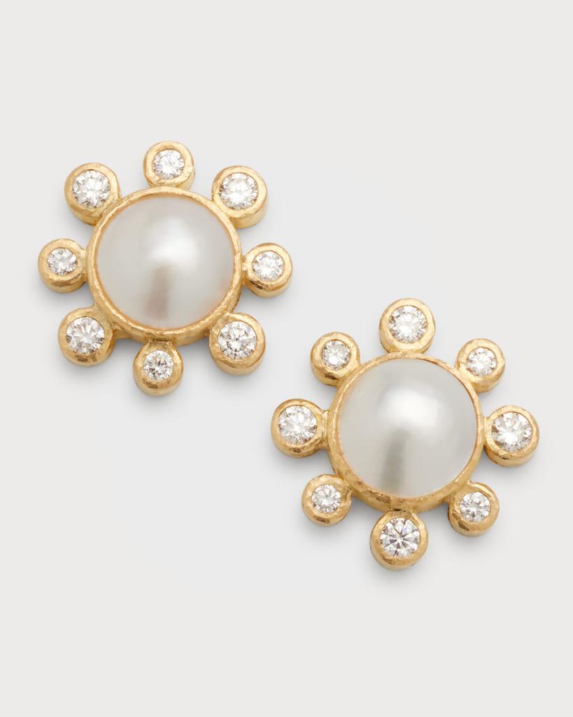 Elizabeth Locke 19K Diamond and Akoya Pearl Earrings