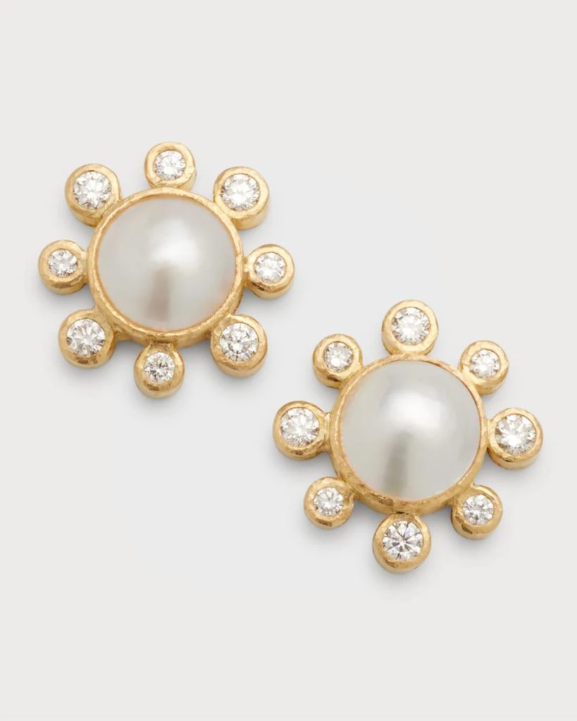 Elizabeth Locke 19K Diamond and Akoya Pearl Earrings 1