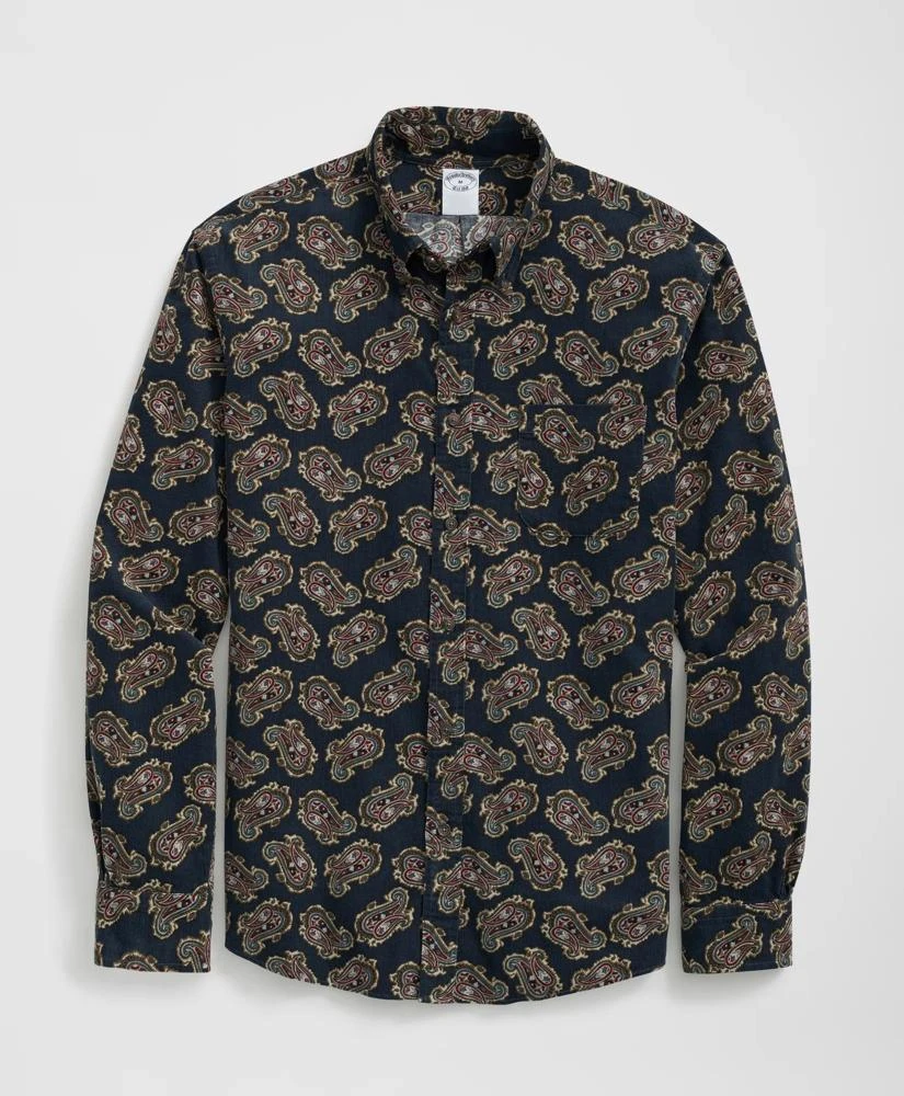 Brooks Brothers Cotton Pinwale Corduroy Paisley Sport Shirt, Button-Down Collar 1