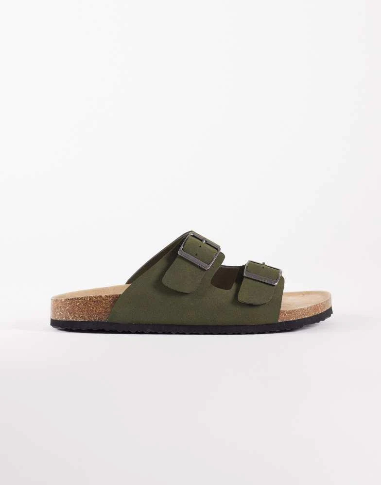 ASOS ASOS DESIGN two strap sandals with cork sole in khaki 2