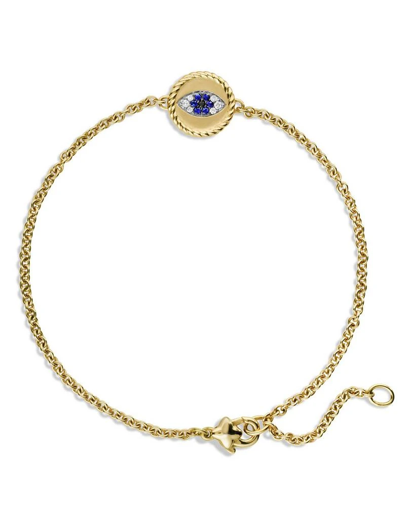 David Yurman Cable Collectibles® Evil Eye Bracelet in 18K Yellow Gold with Pavé Sapphires and Diamonds, 2mm 7