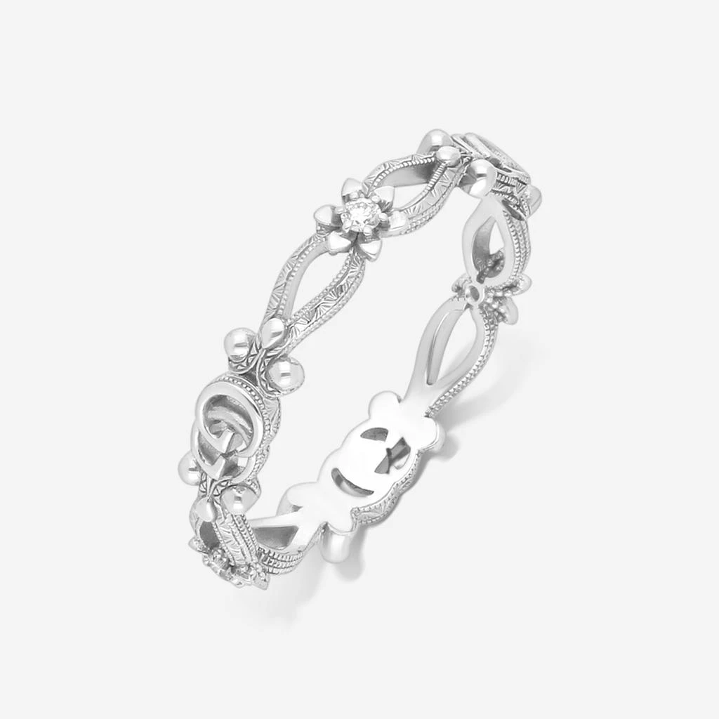 Gucci Gucci Flora 18K White Gold Diamond Band Ring Sz. 9.75 YBC629827002020-copy 3