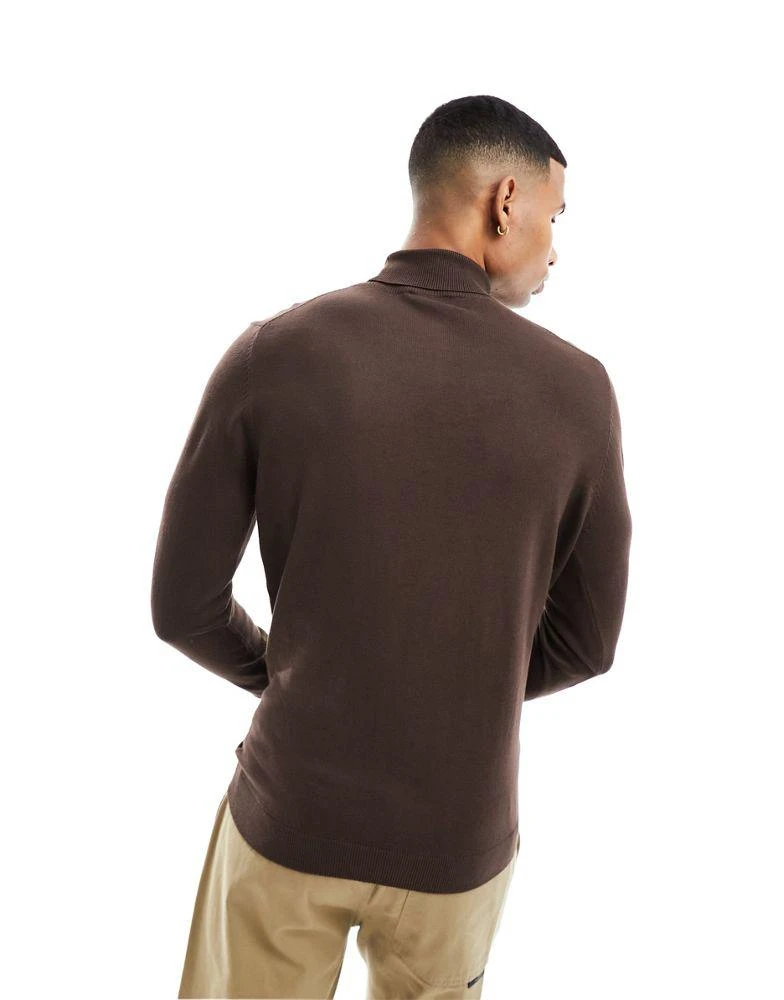 New Look New Look roll neck jumper in dark brown 3