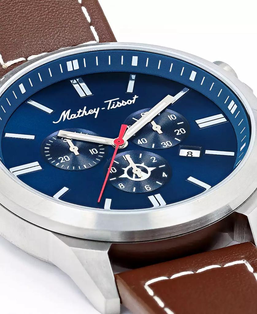 Mathey-Tissot Men's Field Scout Collection Chronograph Brown Genuine Leather Strap Watch, 45mm