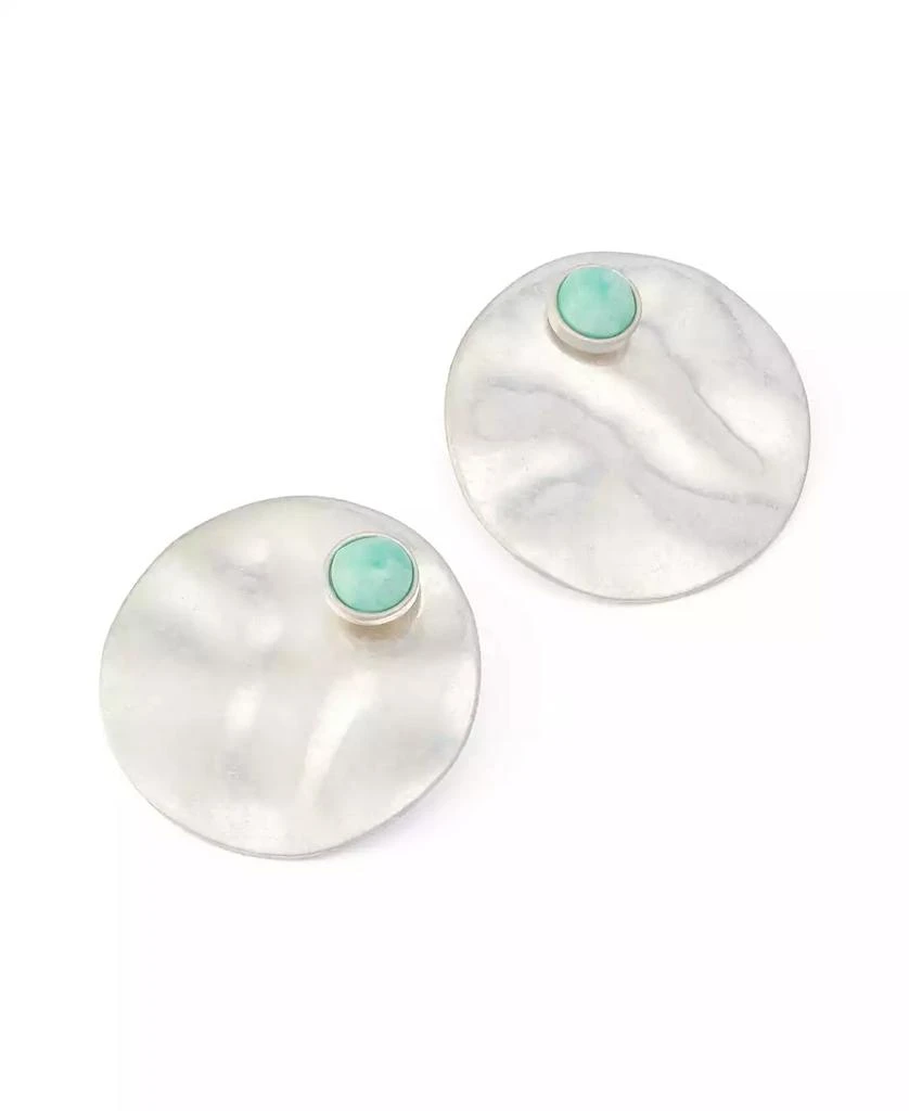 Robert Lee Morris Mother of Pearl Turquoise Disc Earring Jacket 3