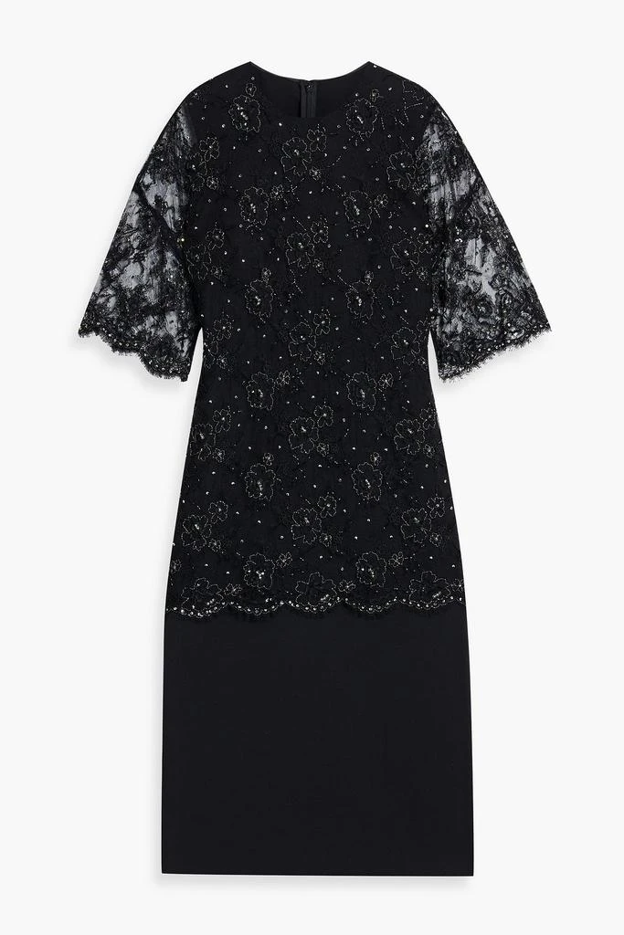 Valentino Embellished wool-blend crepe midi dress 1