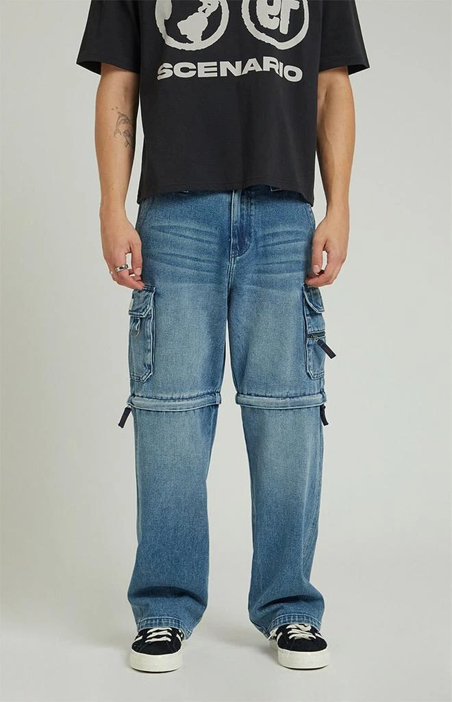 PacSun Dylan Zip Off Cargo Baggy Jeans Medium Blue 2