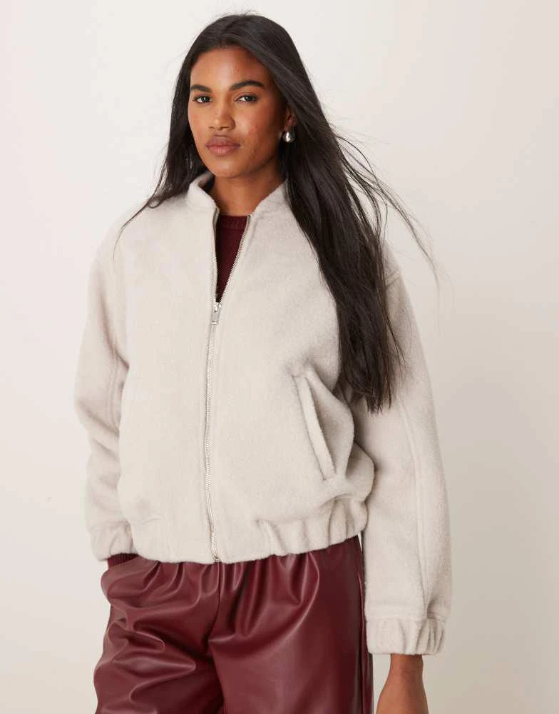 New Look New Look textured oversized bomber jacket in cream 1