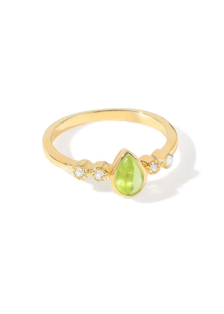 Tiramisu 14K Gold Plated Over 925 Sterling Silver Peridot Teardrop Ring