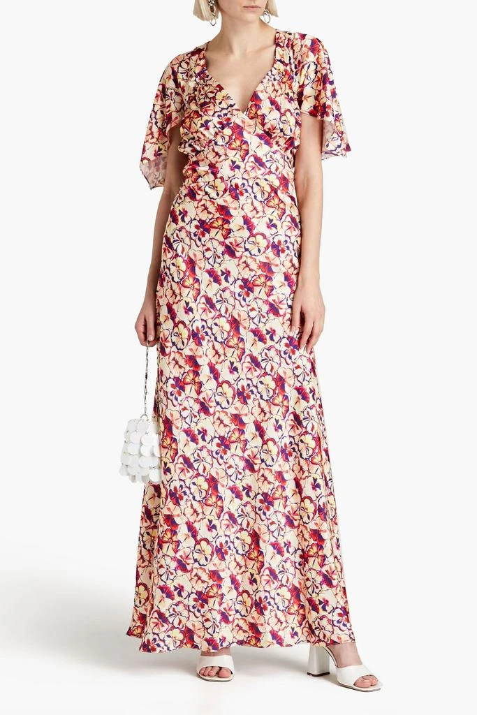 Paco Rabanne Ruffled floral-print satin maxi dress 2