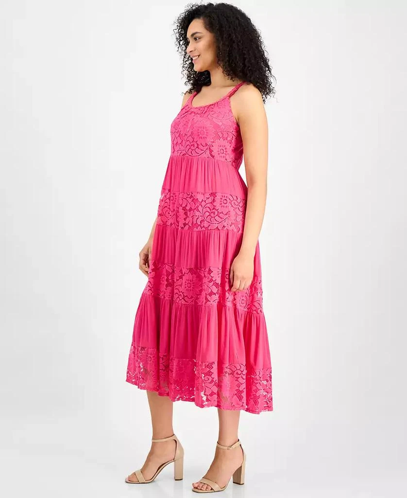 Robbie Bee Petite Lace-Trim Sleeveless Tiered Midi Dress 4
