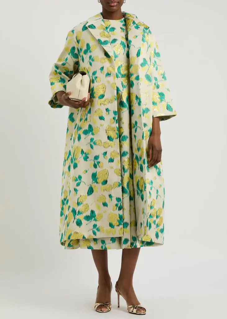 Huishan Zhang Liliane floral-jacquard woven coat 4