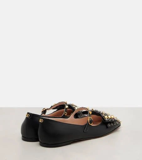 Valentino Bowow studded leather ballet flats 2