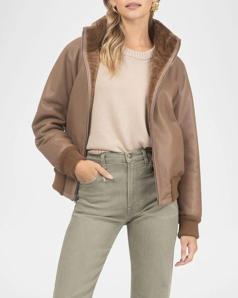 Gorski Reversible Textured Shearling Lamb Bomber Jacket 7