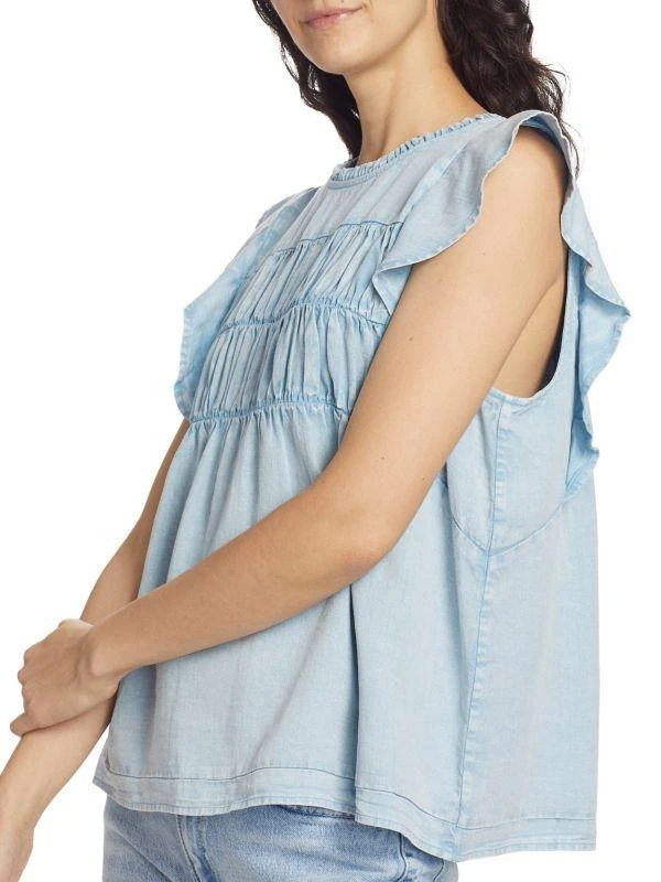 Rails Filomena Linen-Blend Flutter-Sleeve Top 4