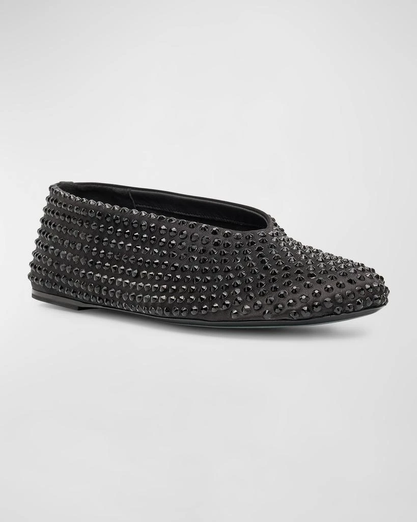 Khaite Marcy Crystal Stud Silk Ballerina Flats 3