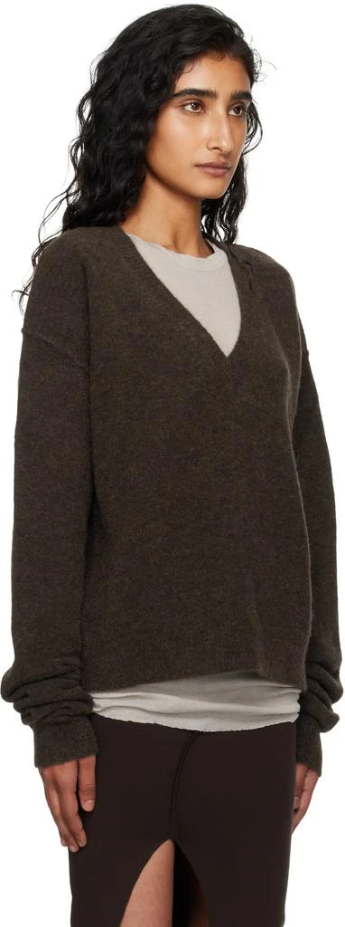 Rick Owens Brown Concordians Tommy V-Neck Sweater 2