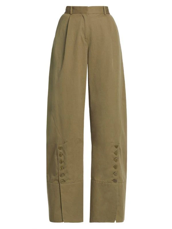 Altuzarra Hency Wide-Leg Button-Cuff Pants 6