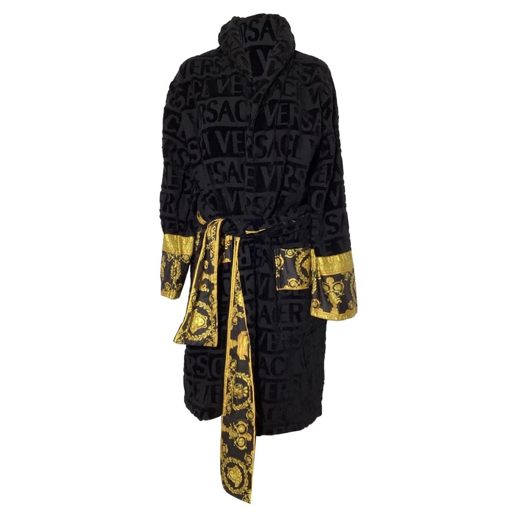 Versace I Love Baroque Bathrobe in Black Cotton