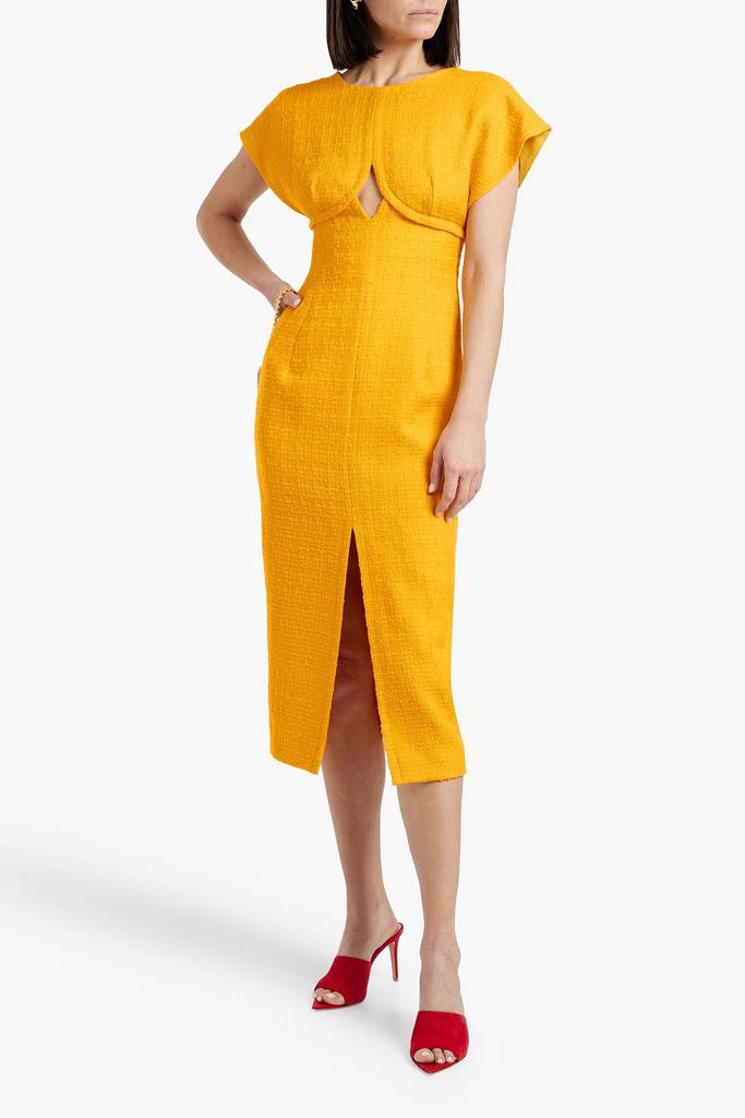 CAROLINA HERRERA Cutout wool-blend tweed midi dress