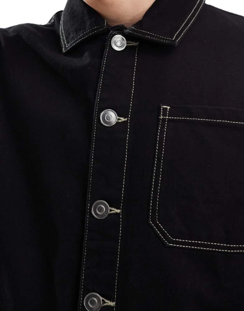 Brave Soul Brave Soul co-ord denim jacket with contrast stitching in black 3