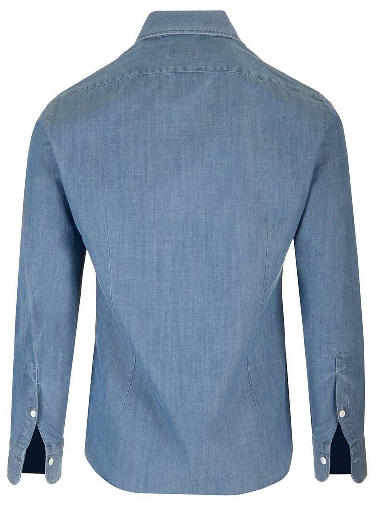 BARBA Barba Chambray Curved Hem Shirt