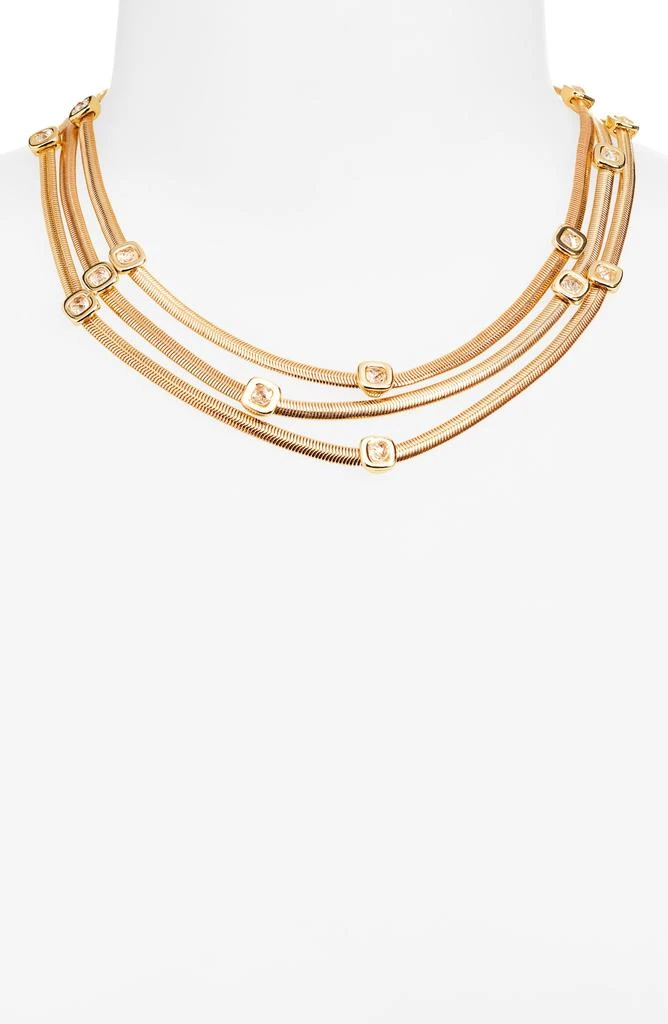 Cara Cubic Zirconia Station Layered Snake Chain Necklace 2