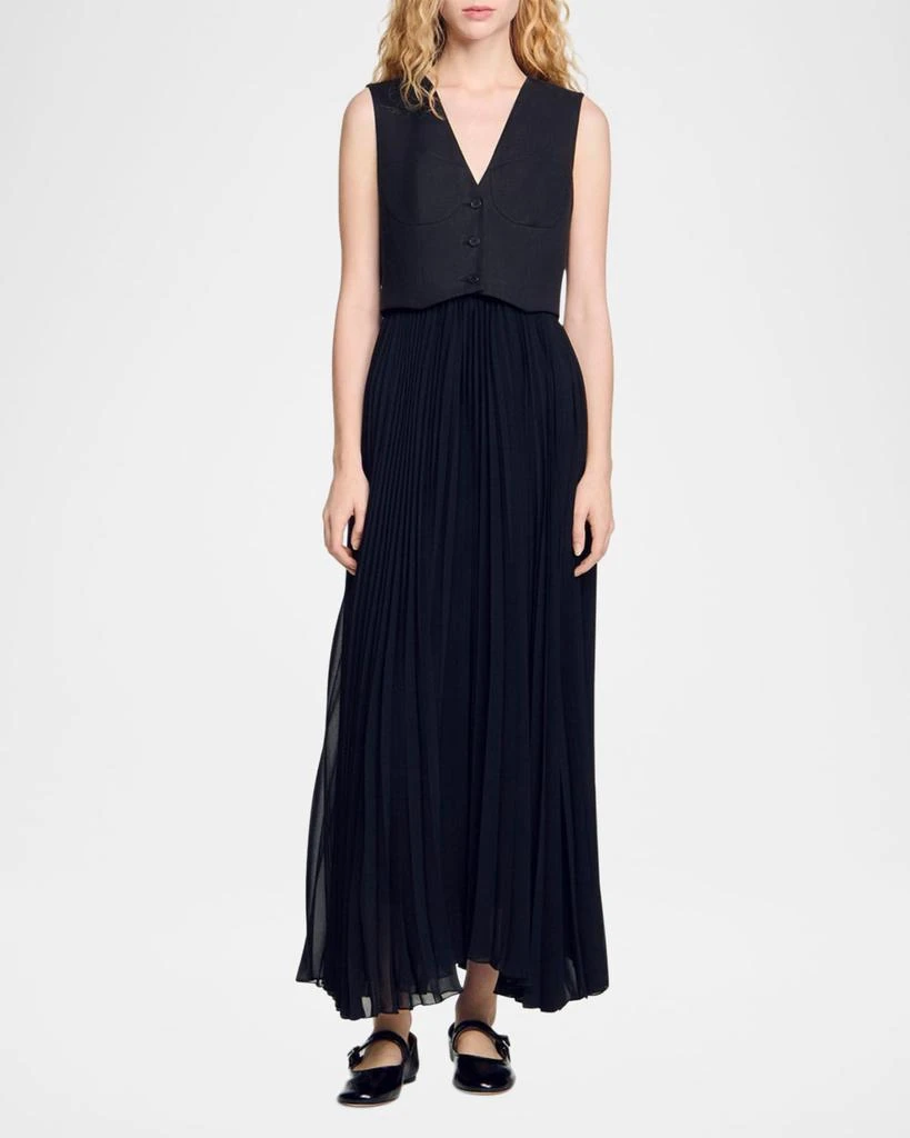Sandro Montaigne Mixed Media Maxi Dress 4