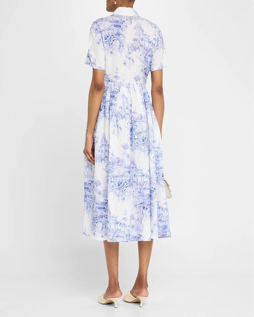 Evi Grintela Nellie Pleated Toile-Print Midi Shirtdress 3