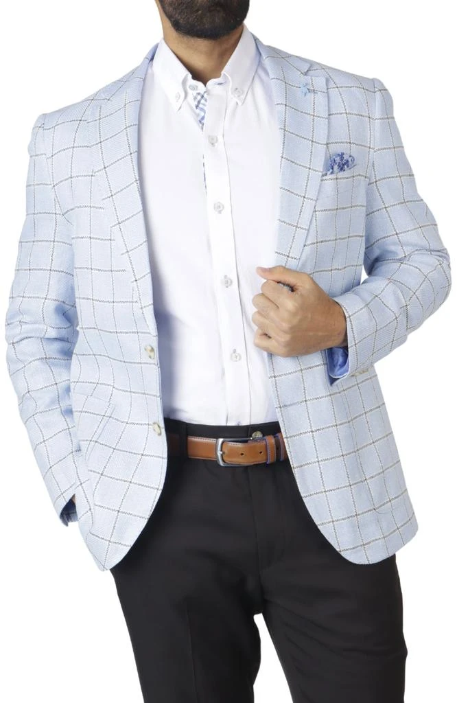 TailorByrd Light Blue Windowpane Textured Sport Coat 3