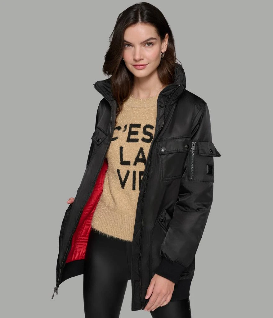 Karl Lagerfeld Paris LONG BOMBER JACKET WITH HIDDEN HOOD 1