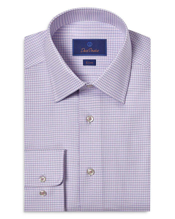 David Donahue Slim Fit End on End Twill Check Dress Shirt