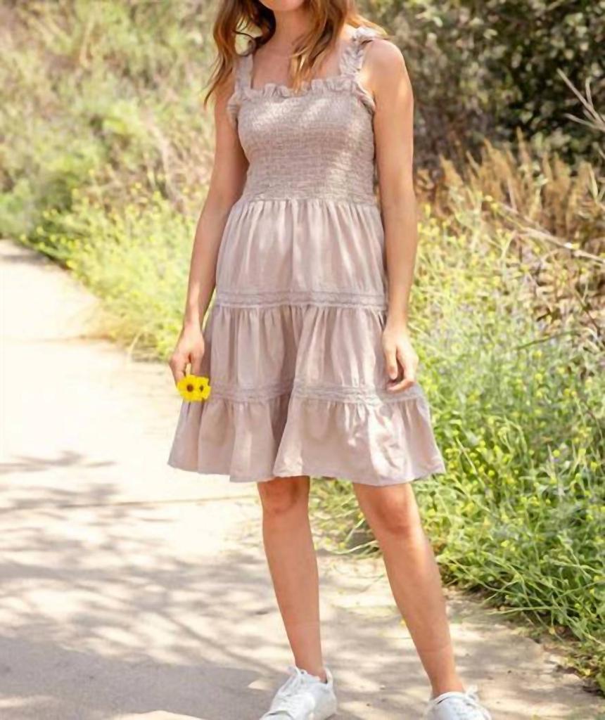 Red Haute Tiered Smocked Cami Dress In Sandstone
