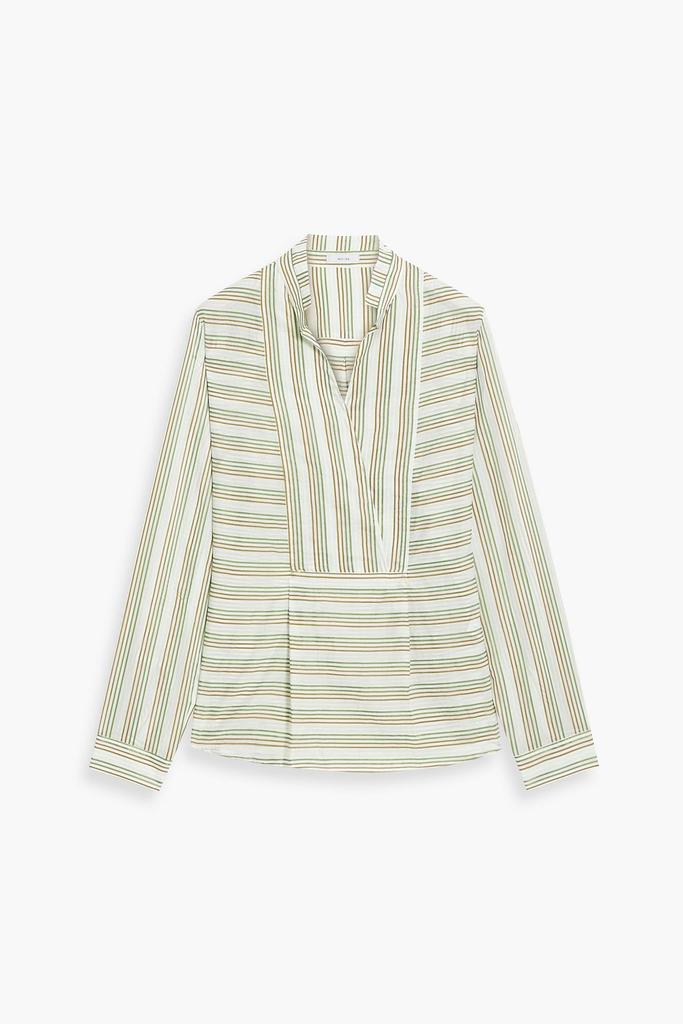 IRIS & INK Sierra pleated striped cotton-blend blouse