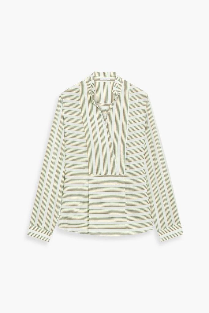 IRIS & INK Sierra pleated striped cotton-blend blouse 1