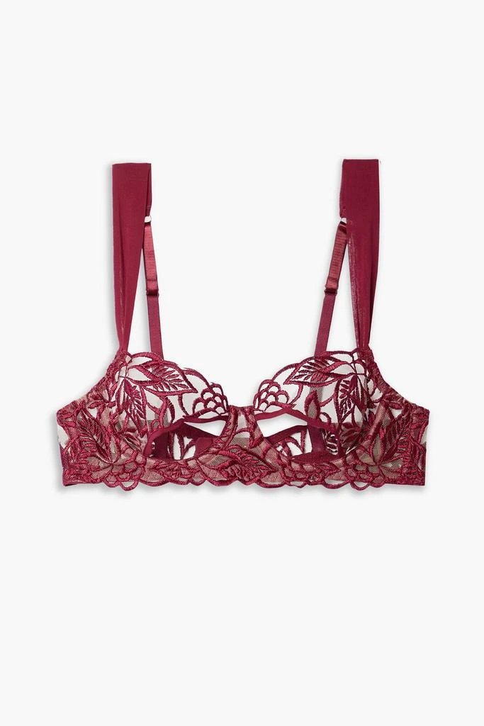 COCO DE MER LONDON Aurora embroidered tulle underwired balconette bra 1