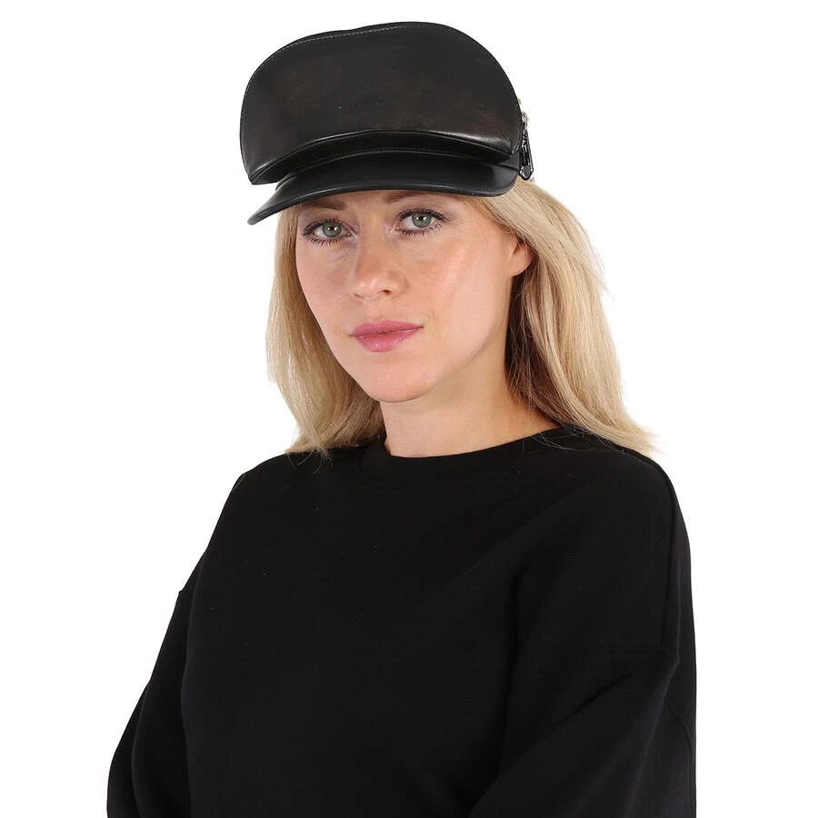 Burberry Black Leather Zip-Pocket Visor 2