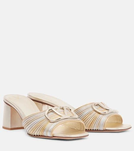 Valentino VLogo metallic leather mules 1