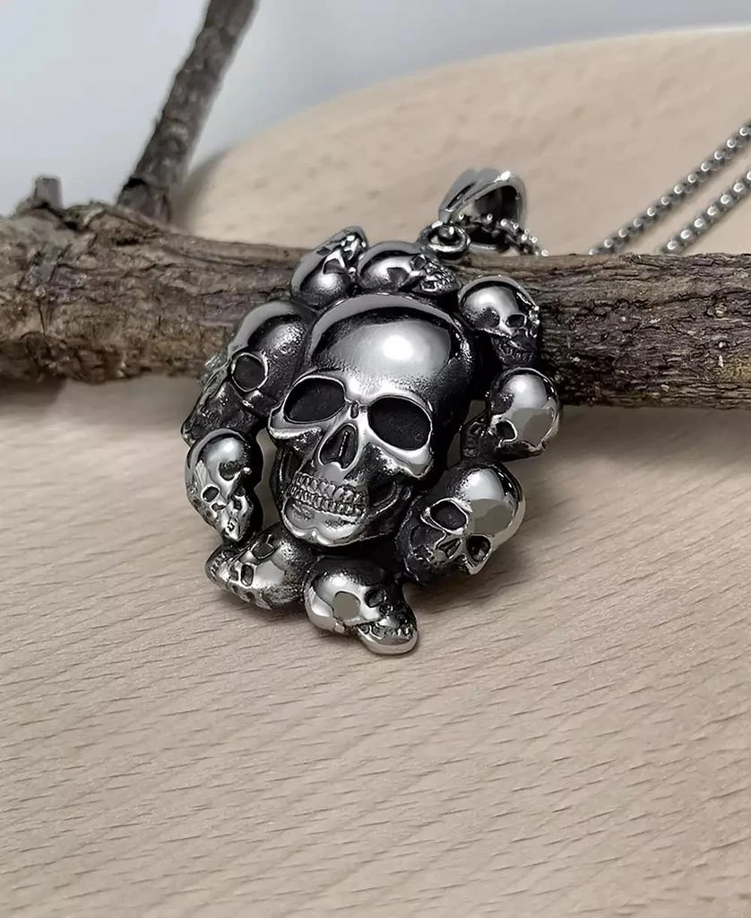 Rhona Sutton Silver Skull Cluster Stainless Steel Pendant Necklace 3