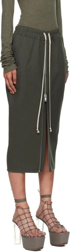 Rick Owens Khaki Concordians Zipped Short Pillar Midi Skirt 2