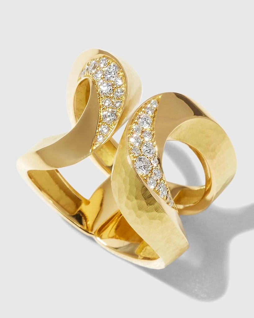 Vendorafa Yellow Gold Hammered Diamond Ring, Size 7 3