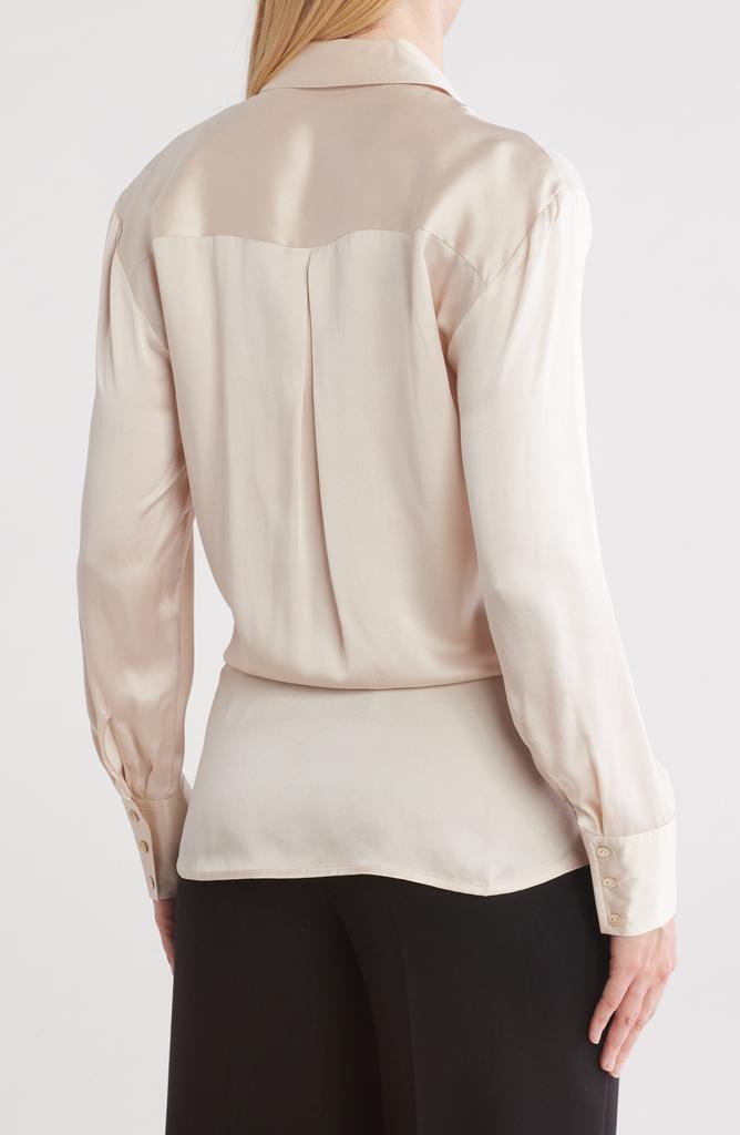 L'Agence Sora Long Sleeve Silk Wrap Top