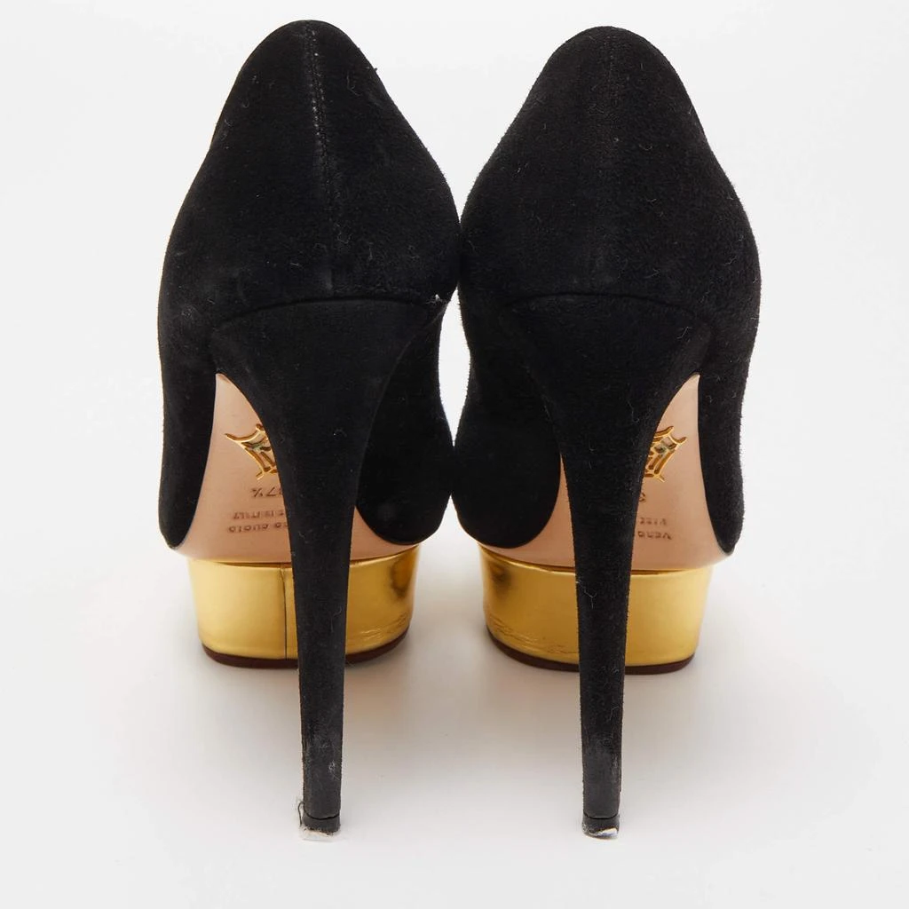 Charlotte Olympia Charlotte Olympia Black Suede Dolly Platform Pumps Size 37.5 5