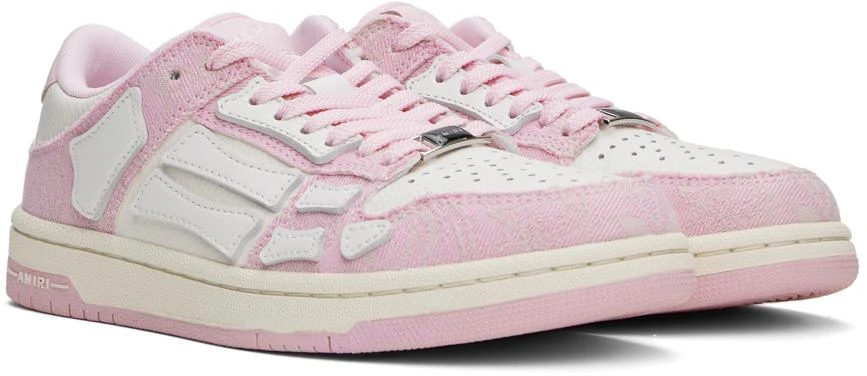 AMIRI Pink & White Bandana Denim Skel Top Low Sneakers 4